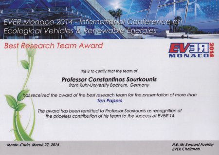 Award Ever'14 Prof. Sourkounis